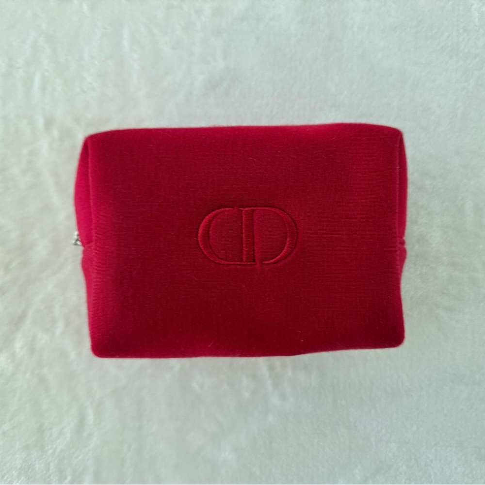 Dior Red Cosmetic Pouch Bag - Deep Red with Silver Accents - Picture 2 of 5